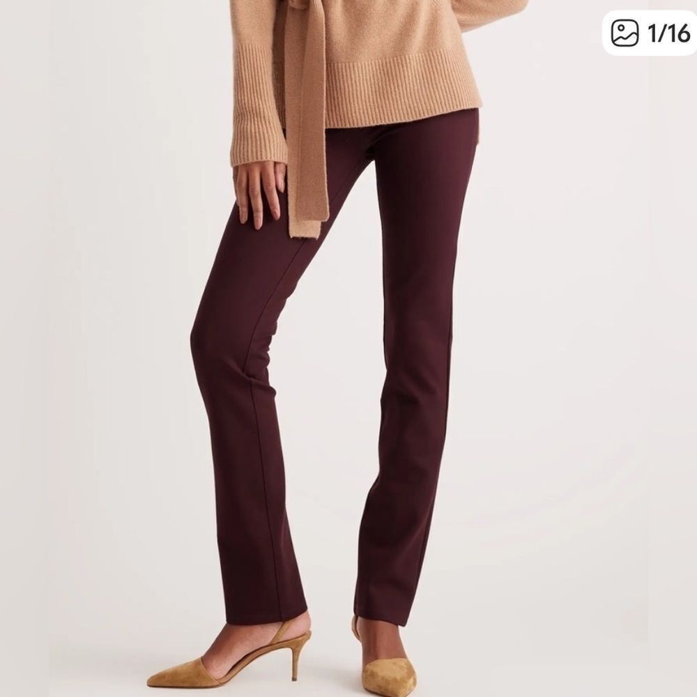 Quince Ultra Stretch Ponte Straight Leg Pants Wine Burgundy Womens XL